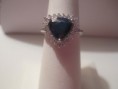 Brilliant trillion cut sapphire with CZ accents set in sterling silver